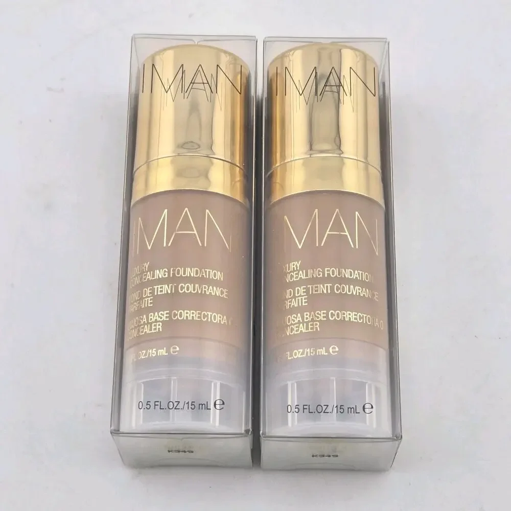 IMAN Luxury Concealing Foundation SAND 4 Set Of 2 NIB Sealed Paraben Free 0.5 oz